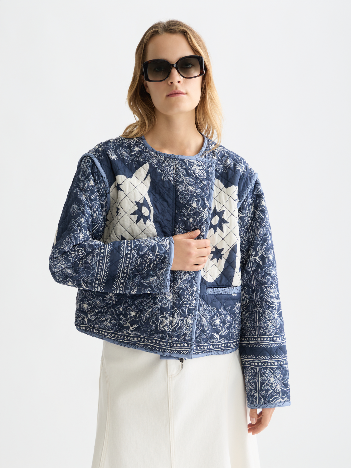 Reversible Printed Quilted Jacket | Horse Bandana