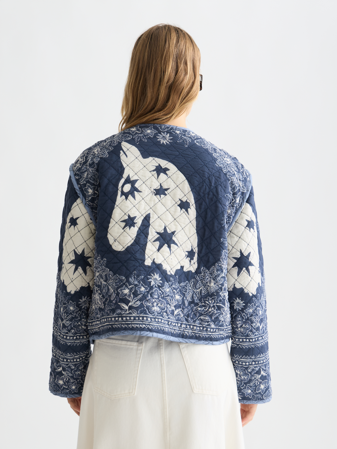 Reversible Printed Quilted Jacket | Horse Bandana