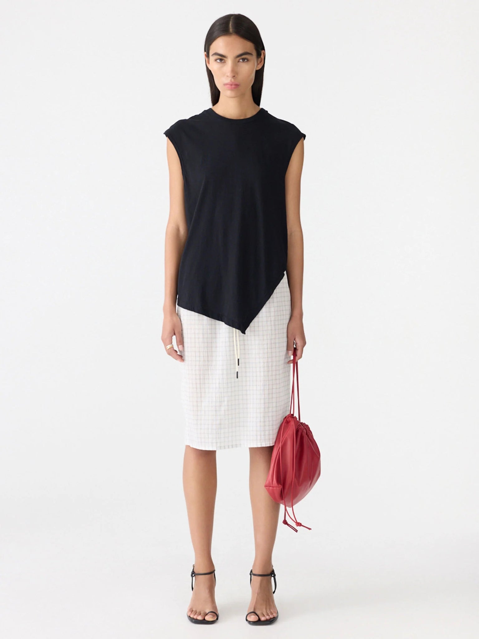 bassike | Asymmetric Crew Neck Tank | Black | Palm Boutique