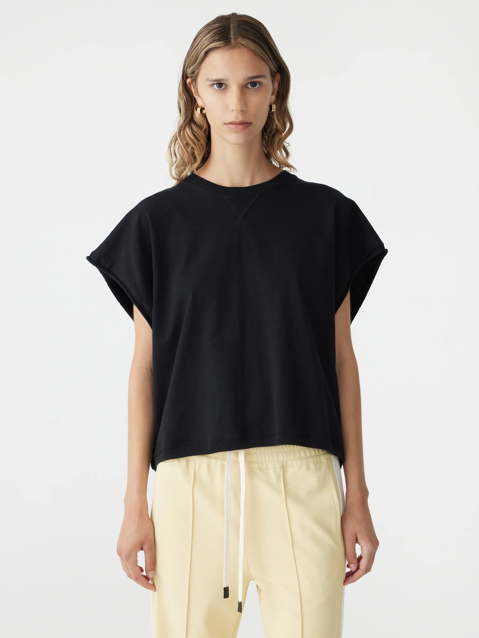 bassike | Boxy Cut Off Tank | Black | Palm Boutique