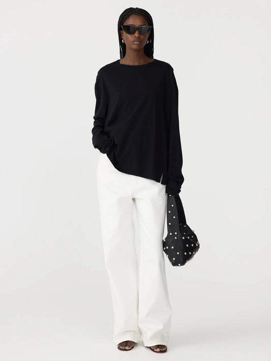 bassike | Boyfriend Htg L/S T-shirt | Black | Palm Boutique