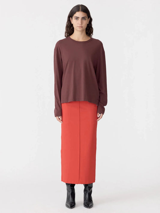 bassike | Boyfriend Htg L/S T-shirt | Cocoa | Palm Boutique