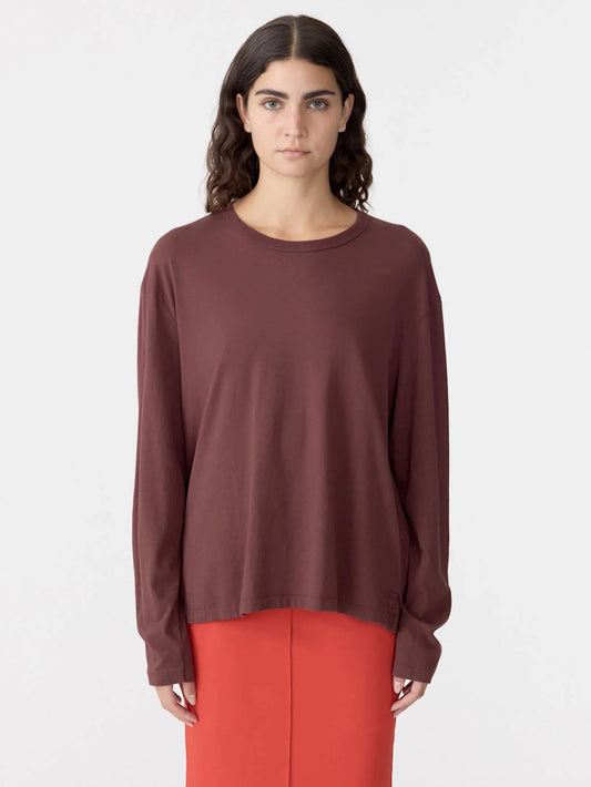 bassike | Boyfriend Htg L/S T-shirt | Cocoa | Palm Boutique