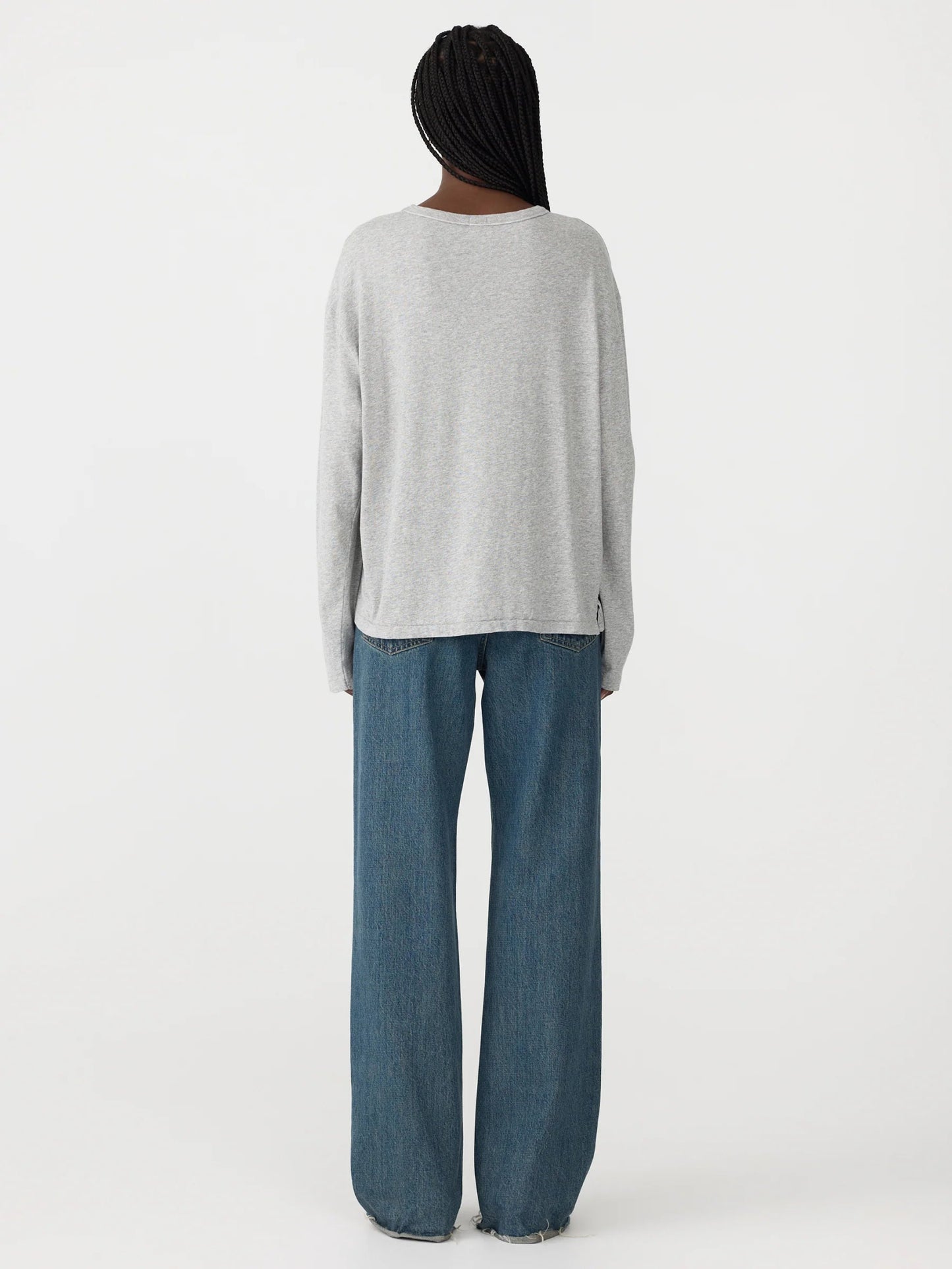 bassike | Boyfriend Htg L/S T-shirt | Grey Marle | Palm Boutique