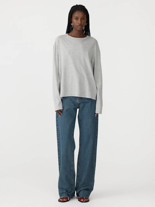 bassike | Boyfriend Htg L/S T-shirt | Grey Marle | Palm Boutique