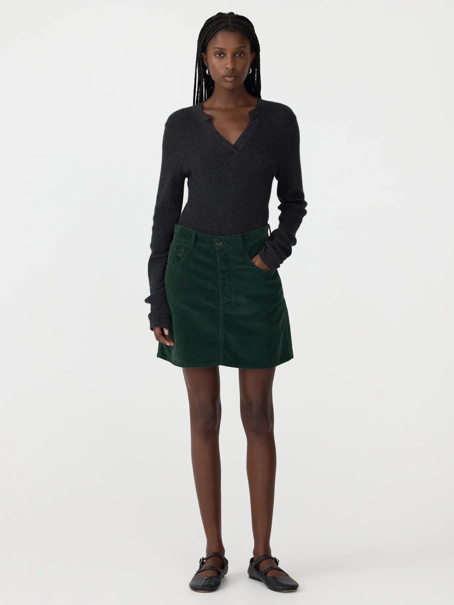 bassike | Cord Mini Skirt | Vintage Green | Palm Boutique