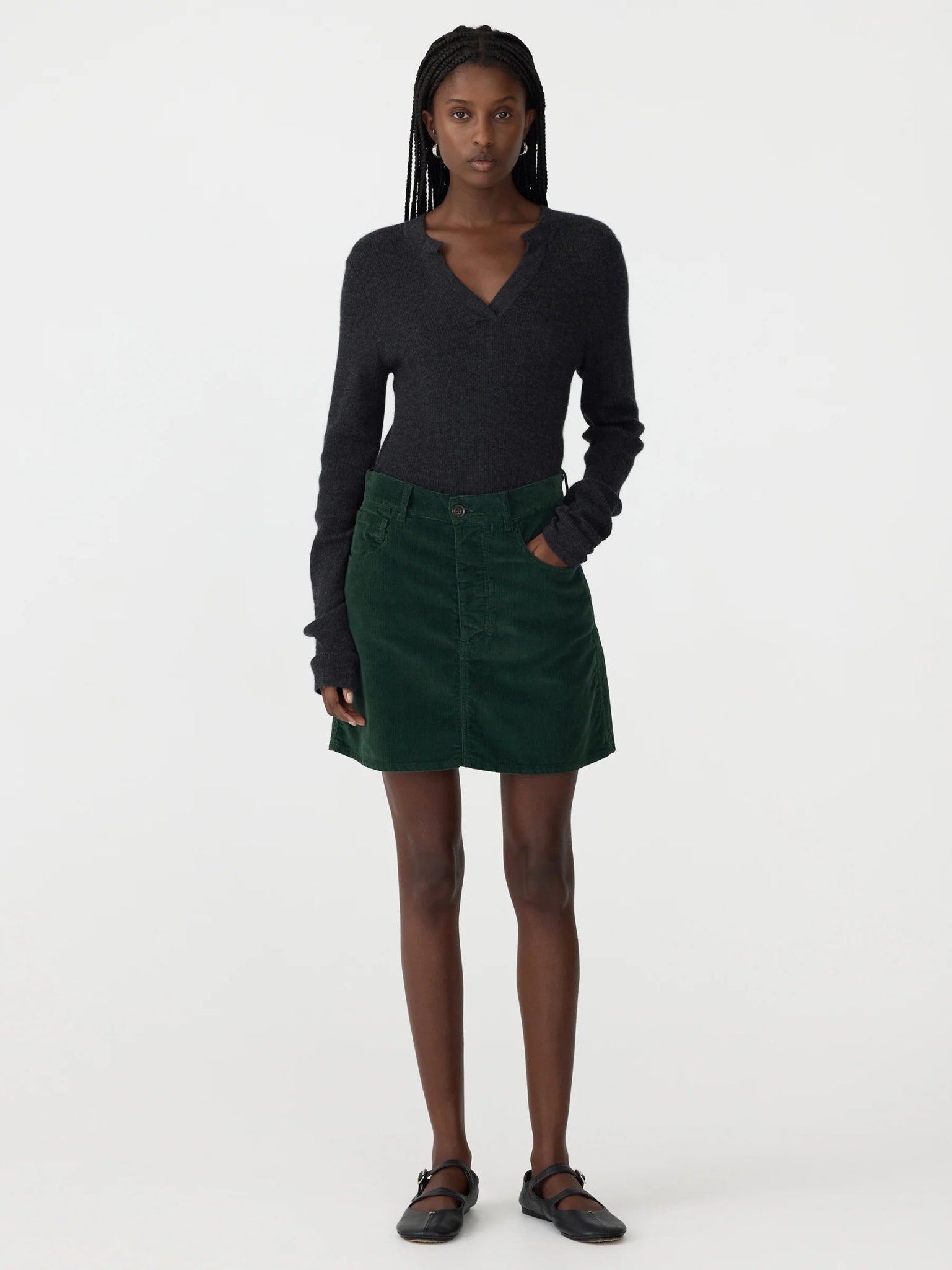 bassike | Cord Mini Skirt | Vintage Green | Palm Boutique