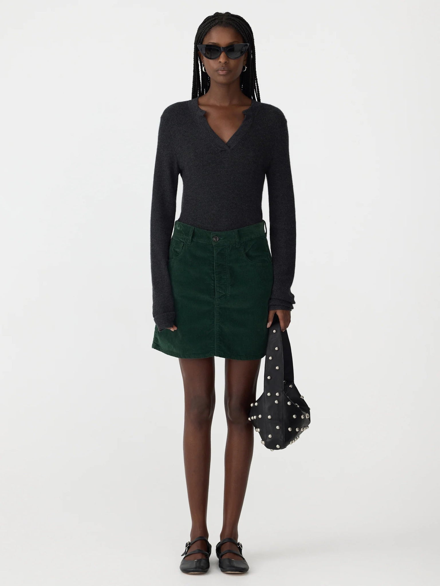 bassike | Cord Mini Skirt | Vintage Green | Palm Boutique