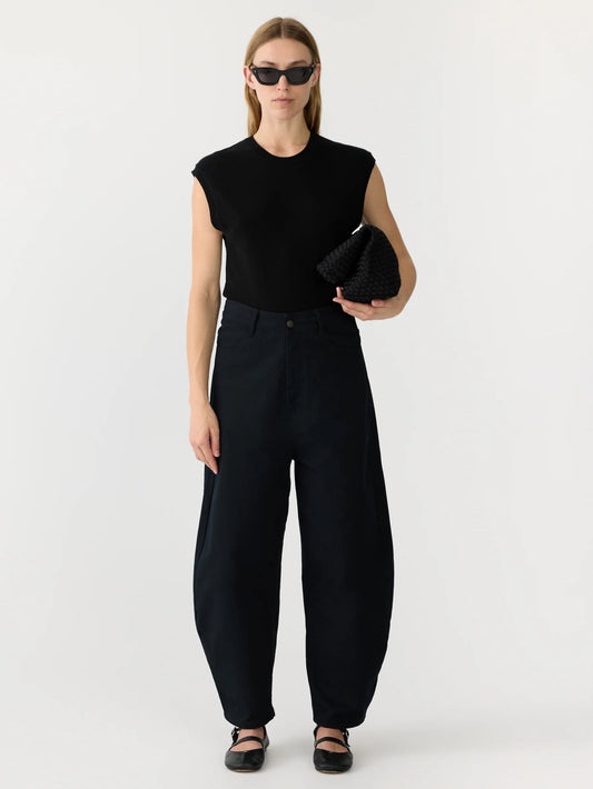 bassike | Cotton Twill Barrel Leg Pant | Black | Palm Boutique