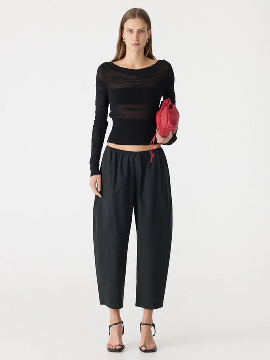 bassike | Crushed Cotton Gathered Pant | Black | Palm Boutique