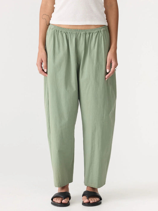 bassike | Crushed Cotton Gathered Pant | Dark Sage | Palm Boutique