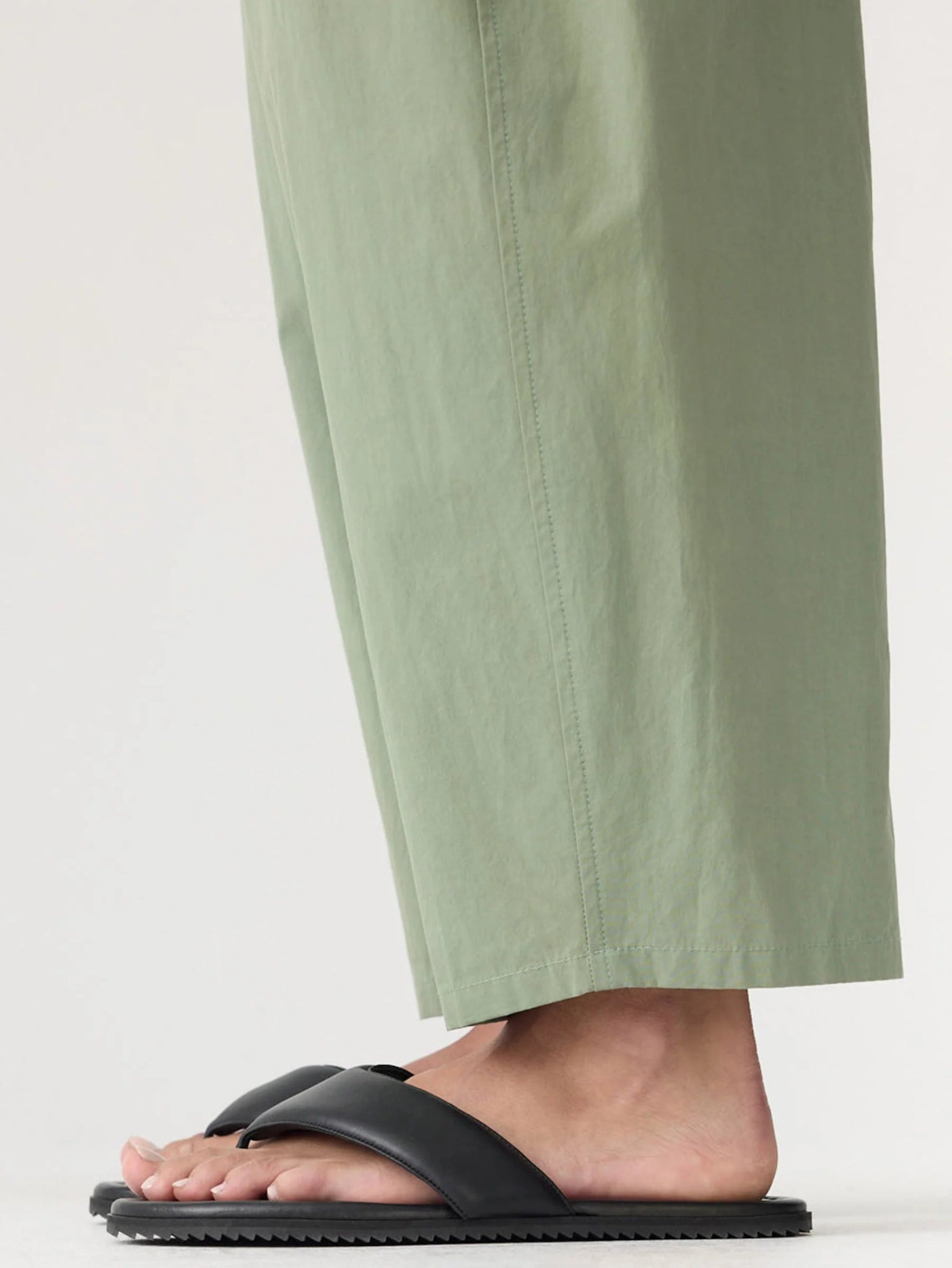 bassike | Crushed Cotton Gathered Pant | Dark Sage | Palm Boutique