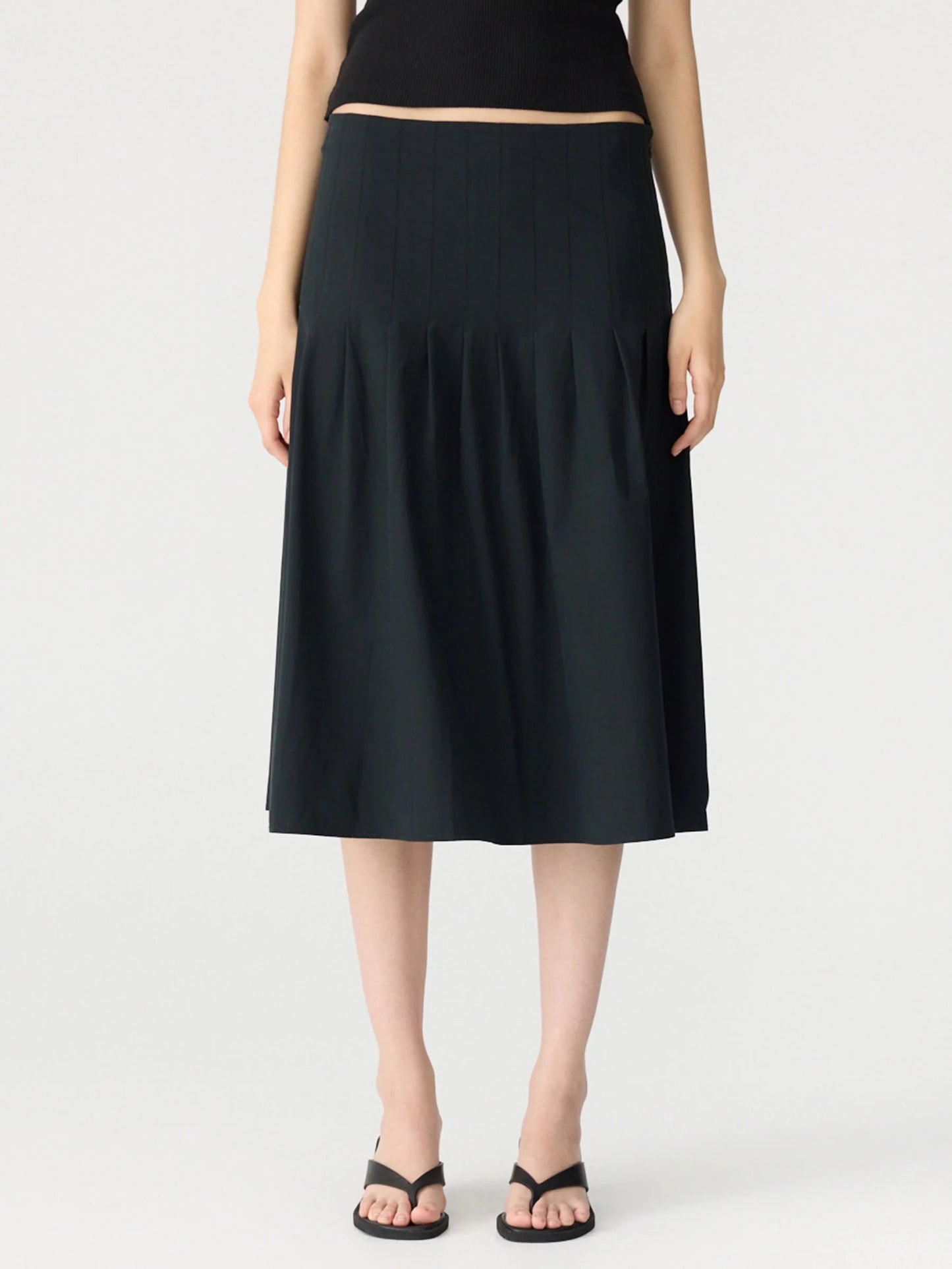 bassike | Crushed Cotton Pleated Skirt | Black | Palm Boutique