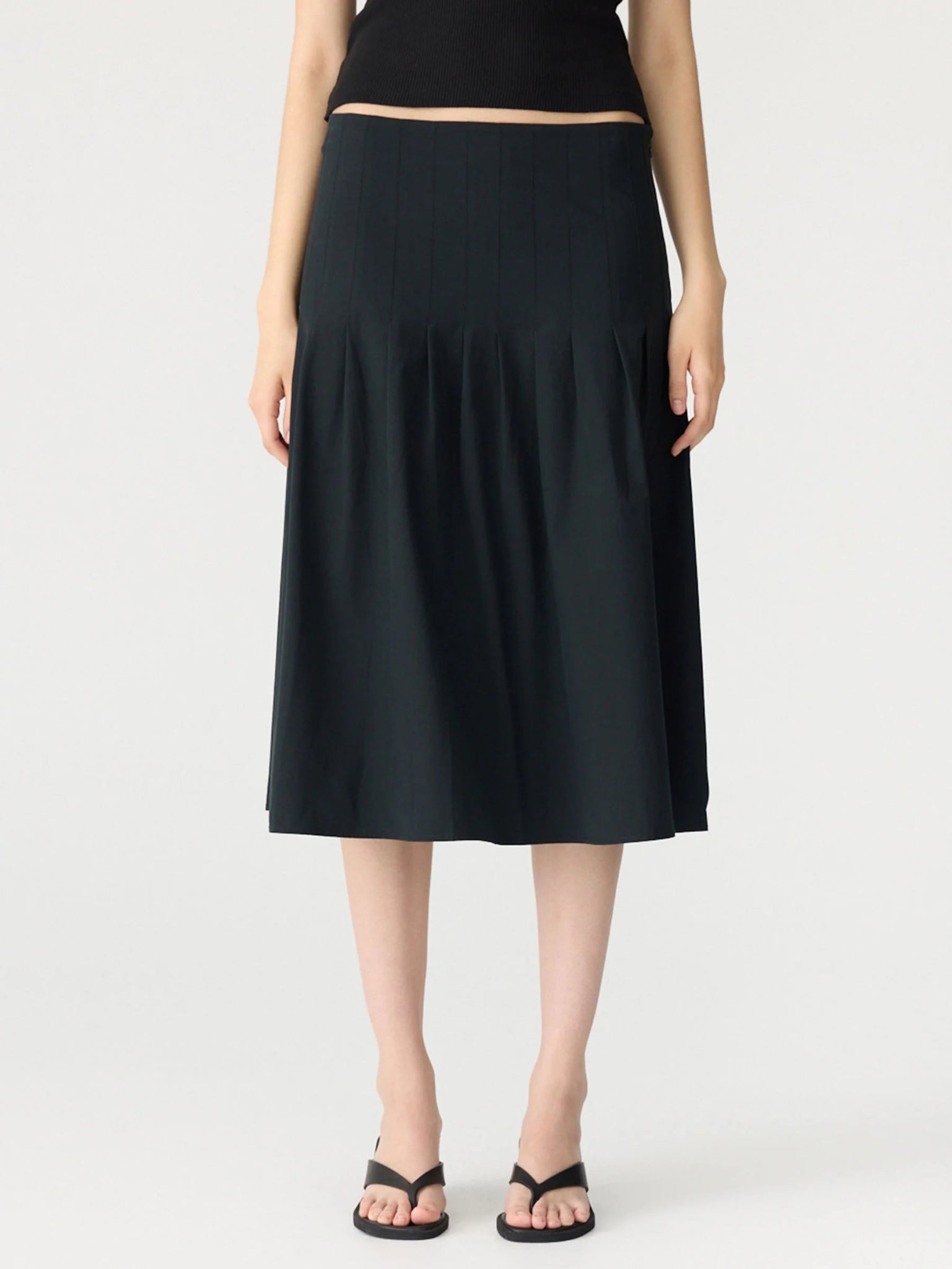 bassike | Crushed Cotton Pleated Skirt | Black | Palm Boutique