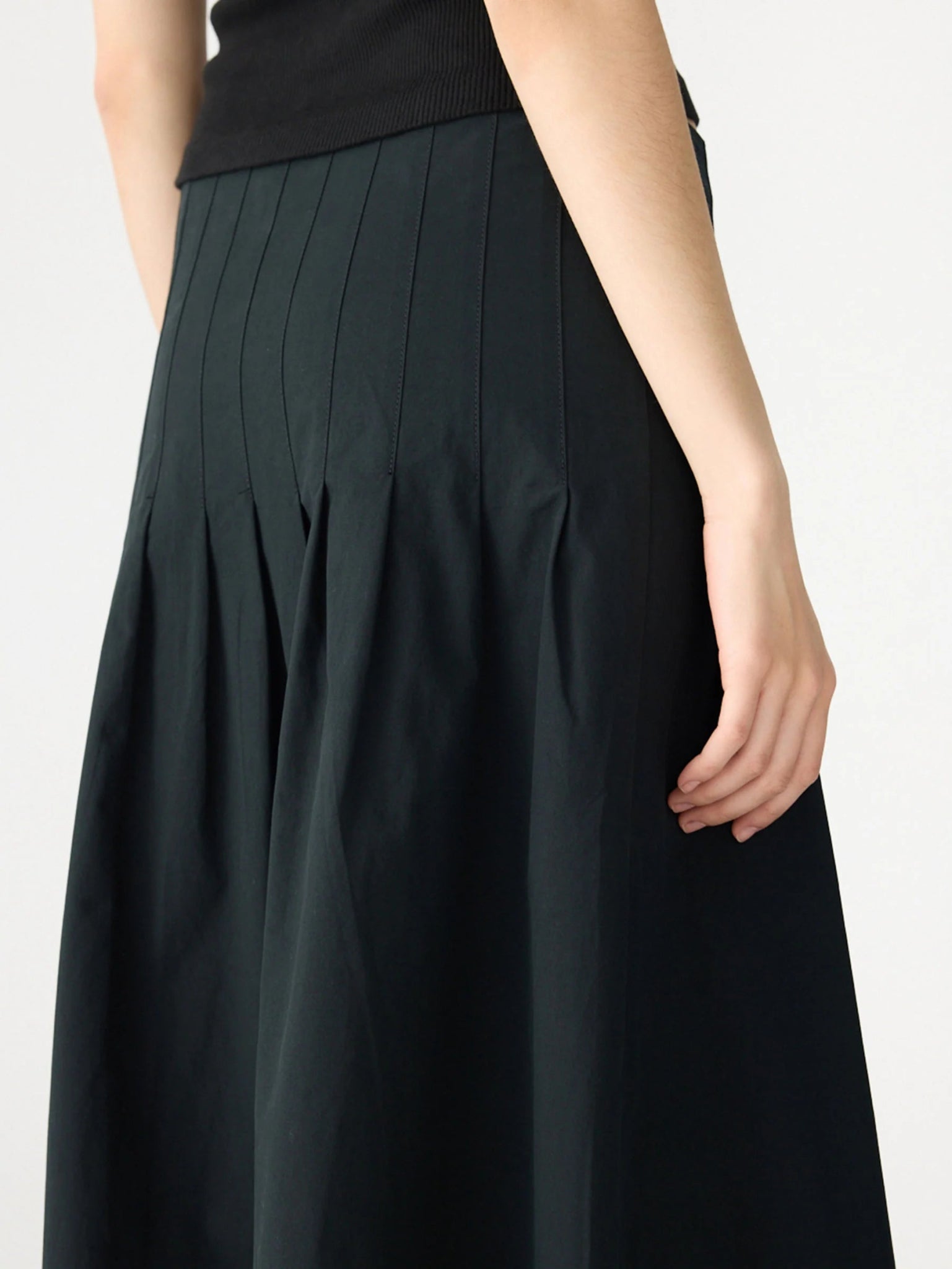 bassike | Crushed Cotton Pleated Skirt | Black | Palm Boutique