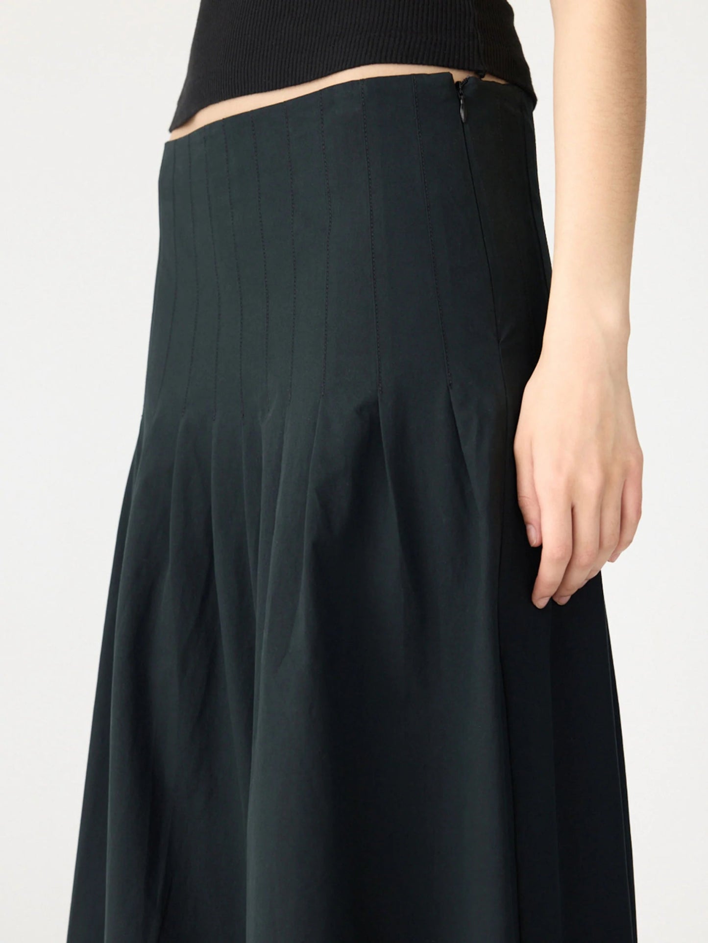 bassike | Crushed Cotton Pleated Skirt | Black | Palm Boutique