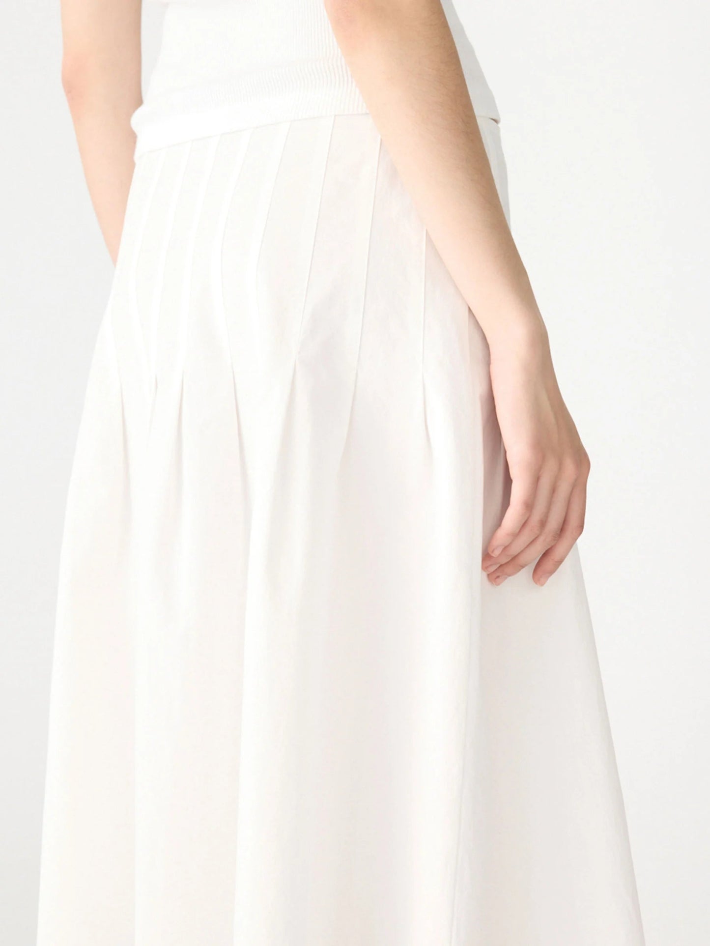 bassike | Crushed Cotton Pleated Skirt | White | Palm Boutique