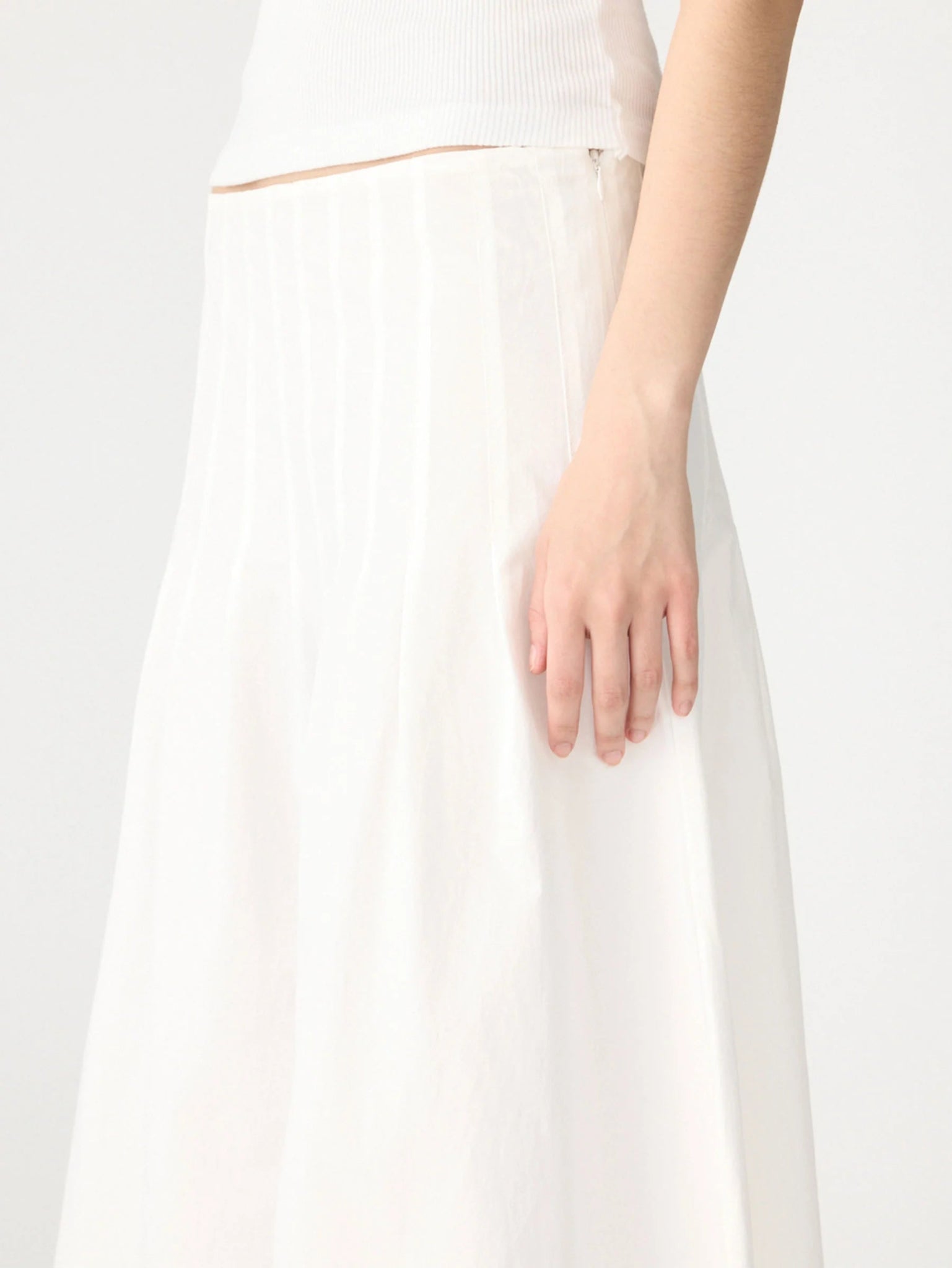 bassike | Crushed Cotton Pleated Skirt | White | Palm Boutique