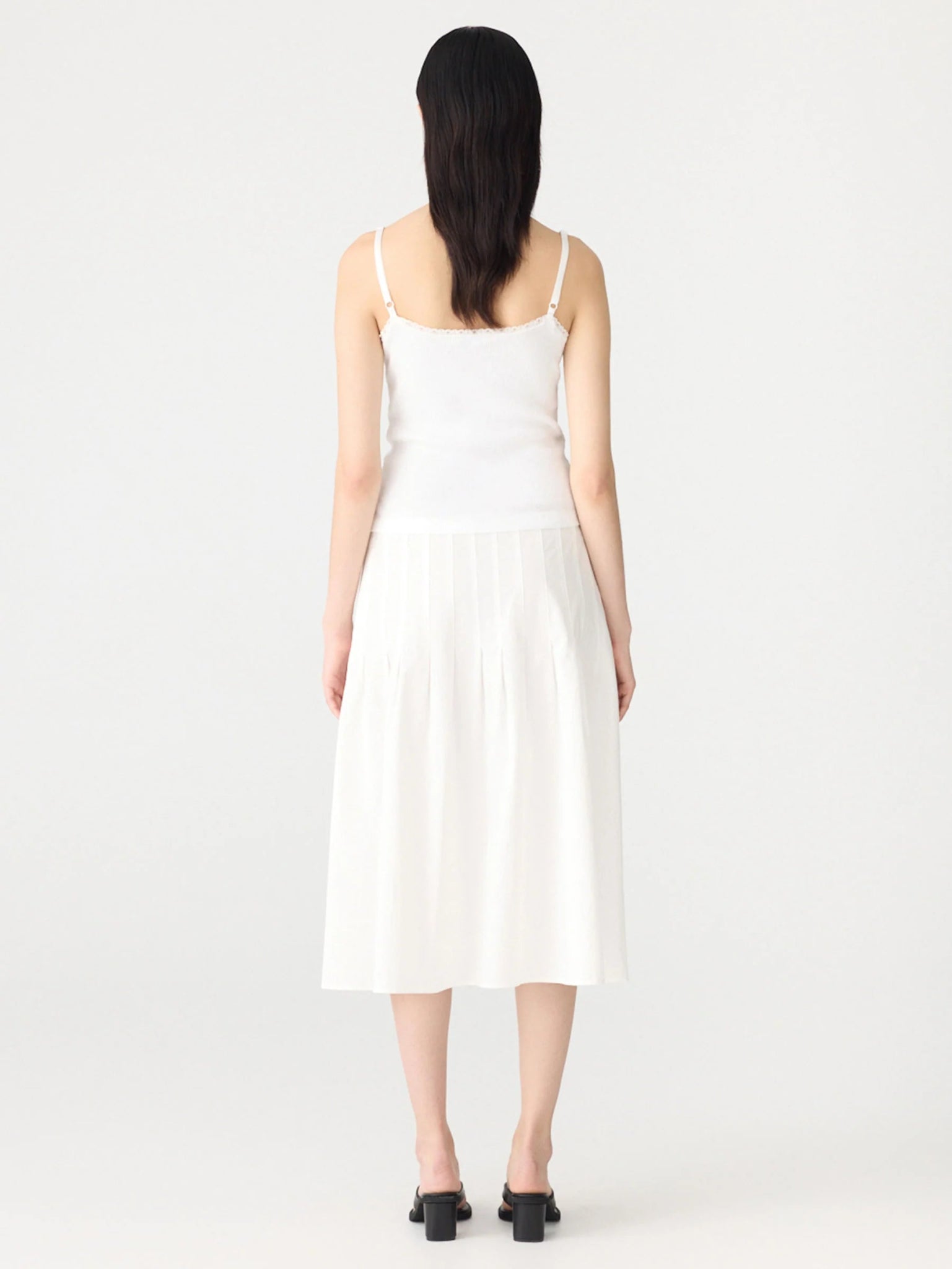 bassike | Crushed Cotton Pleated Skirt | White | Palm Boutique