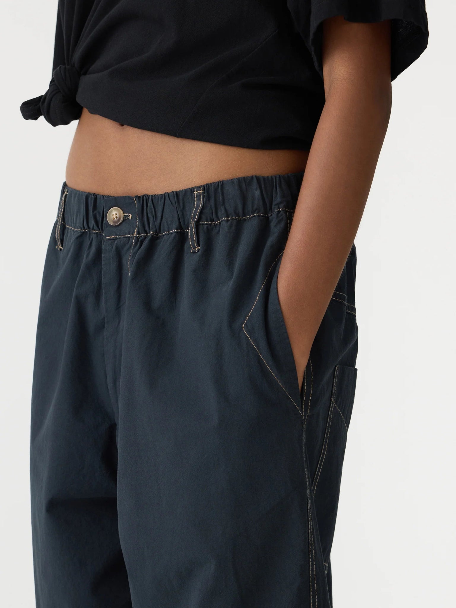bassike | Crushed Cotton Summer Pant | Ink | Palm Boutique