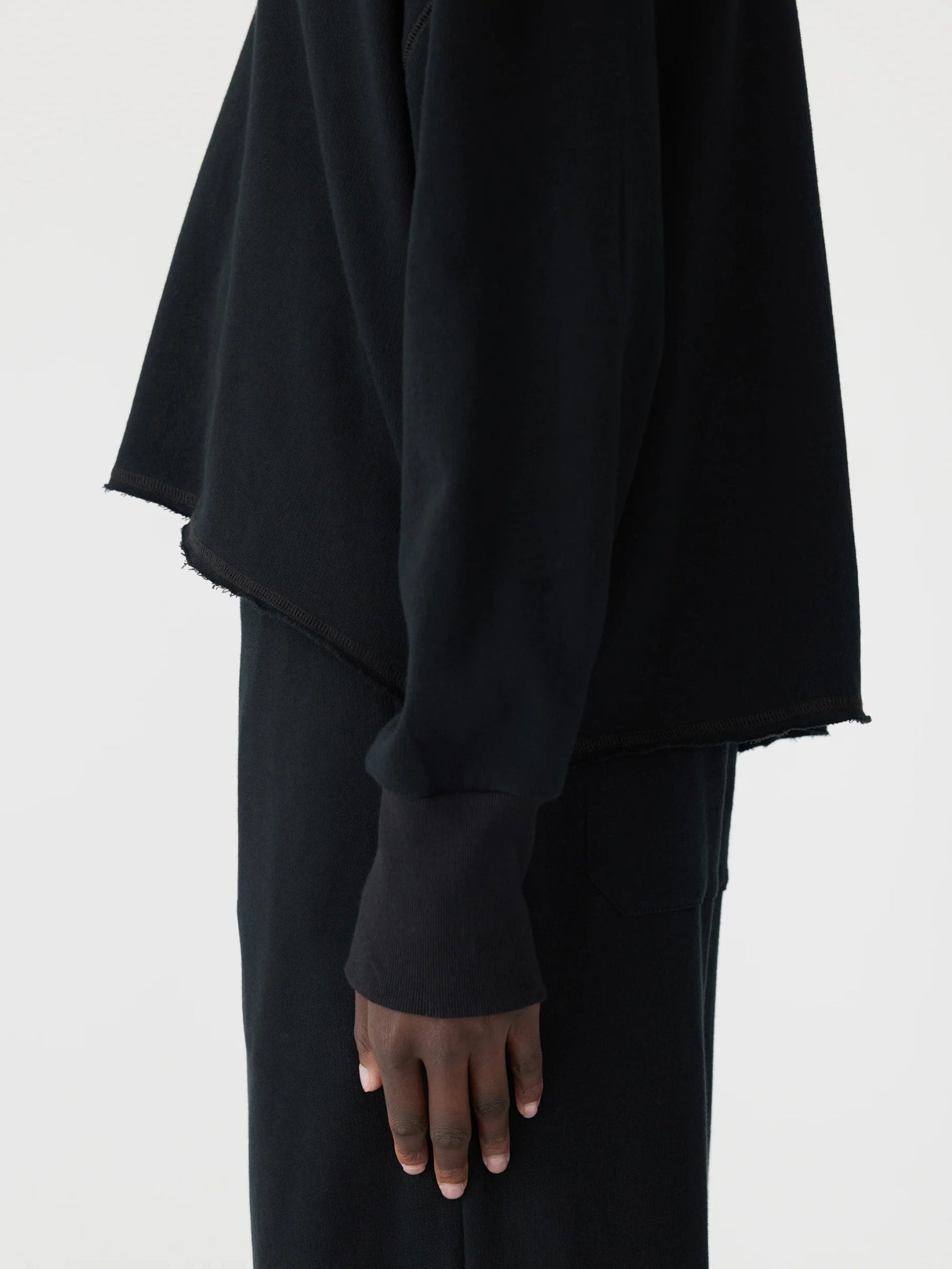 bassike | Drapey Terry Raw Edge Sweat | Black | Palm Boutique