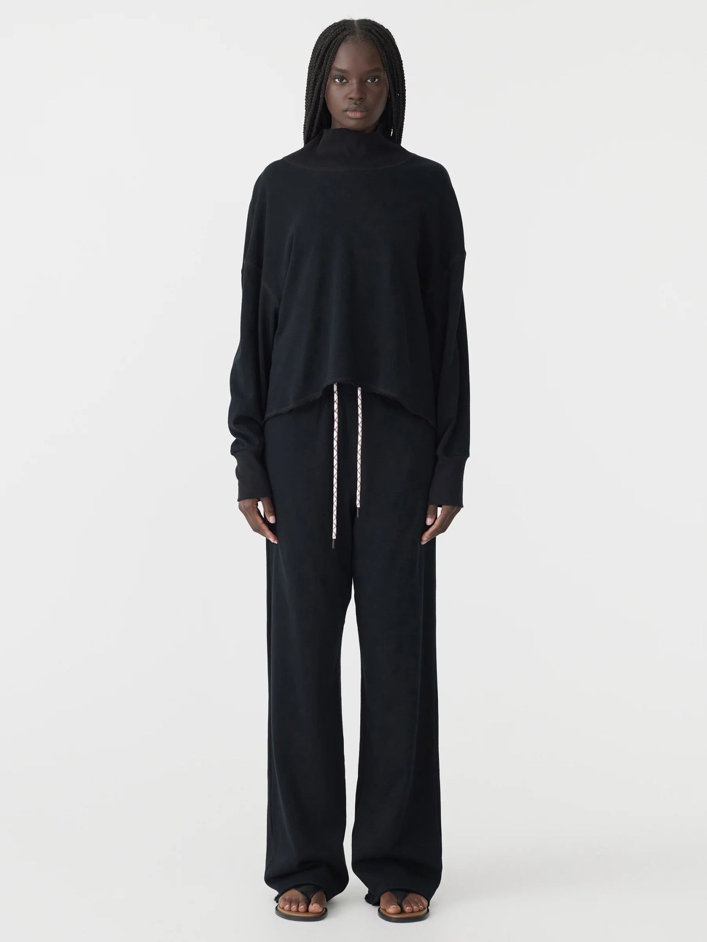 bassike | Drapey Terry Raw Edge Sweat | Black | Palm Boutique