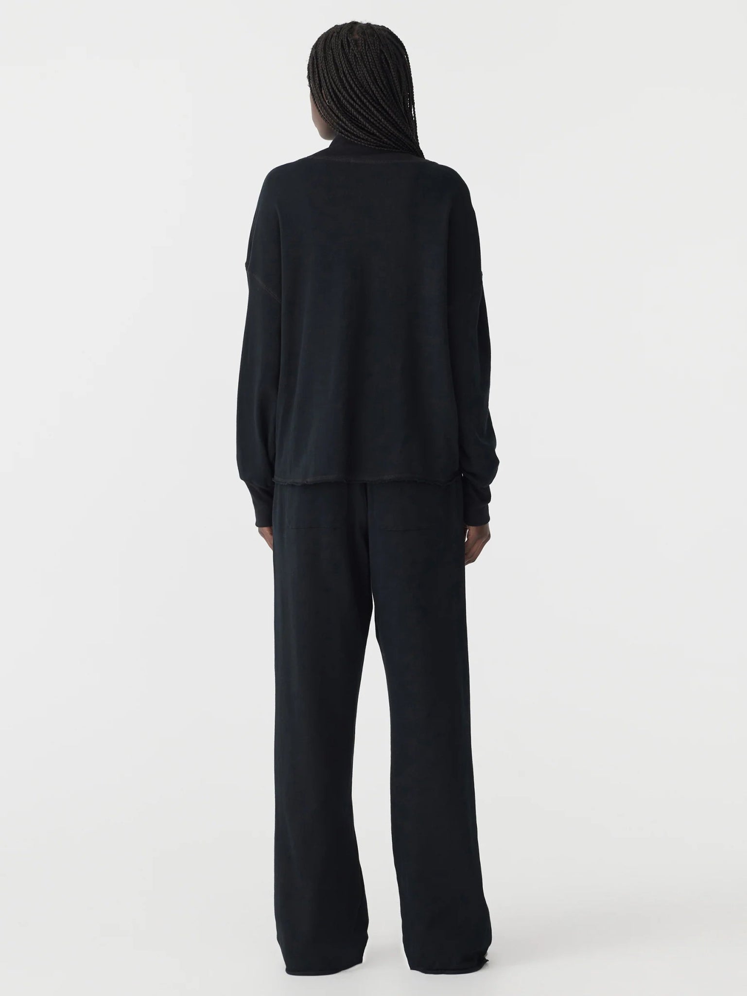 bassike | Drapey Terry Raw Edge Sweat | Black | Palm Boutique