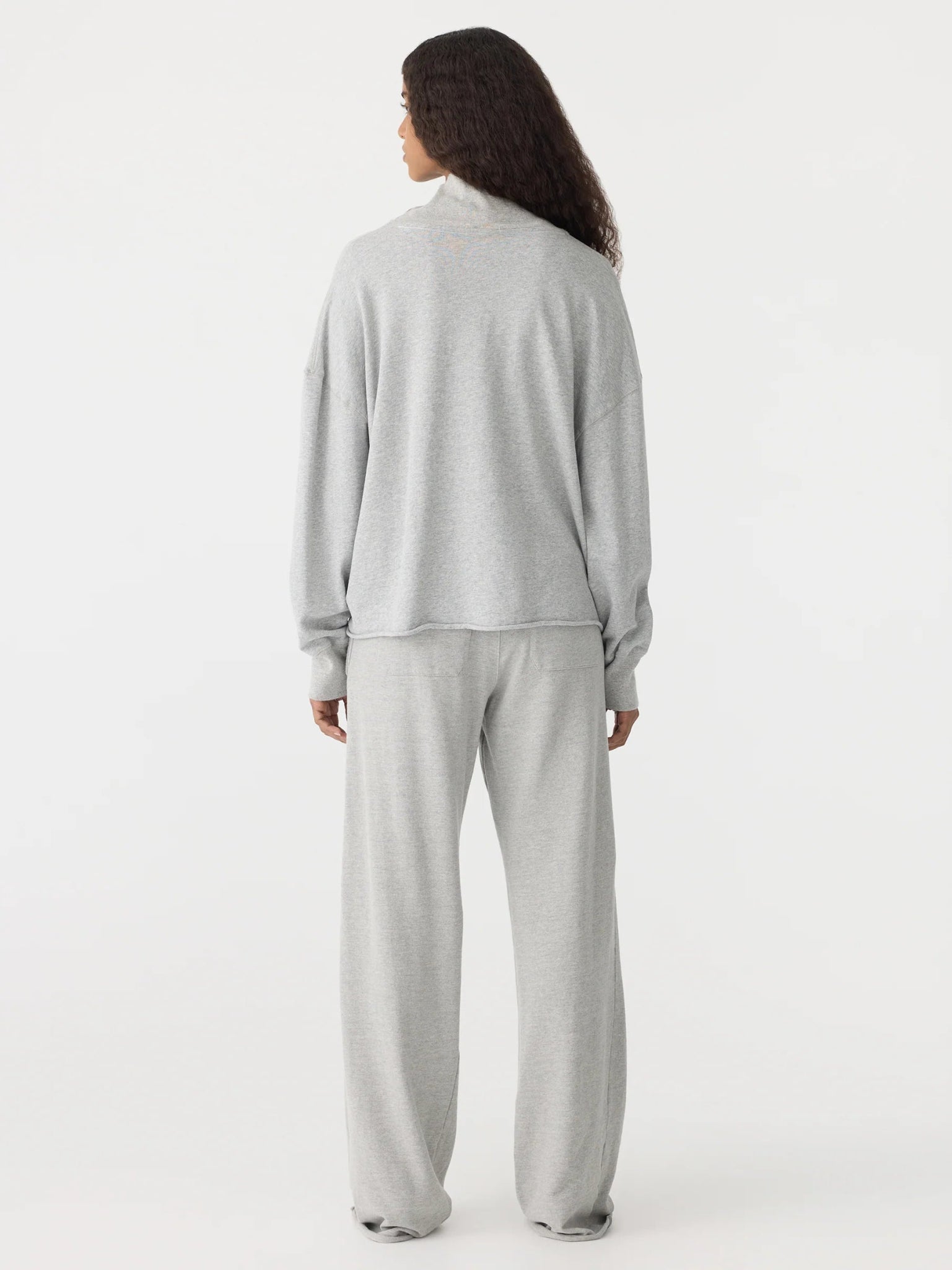 bassike | Drapey Terry Raw Edge Sweat | Grey Marl | Palm Boutique