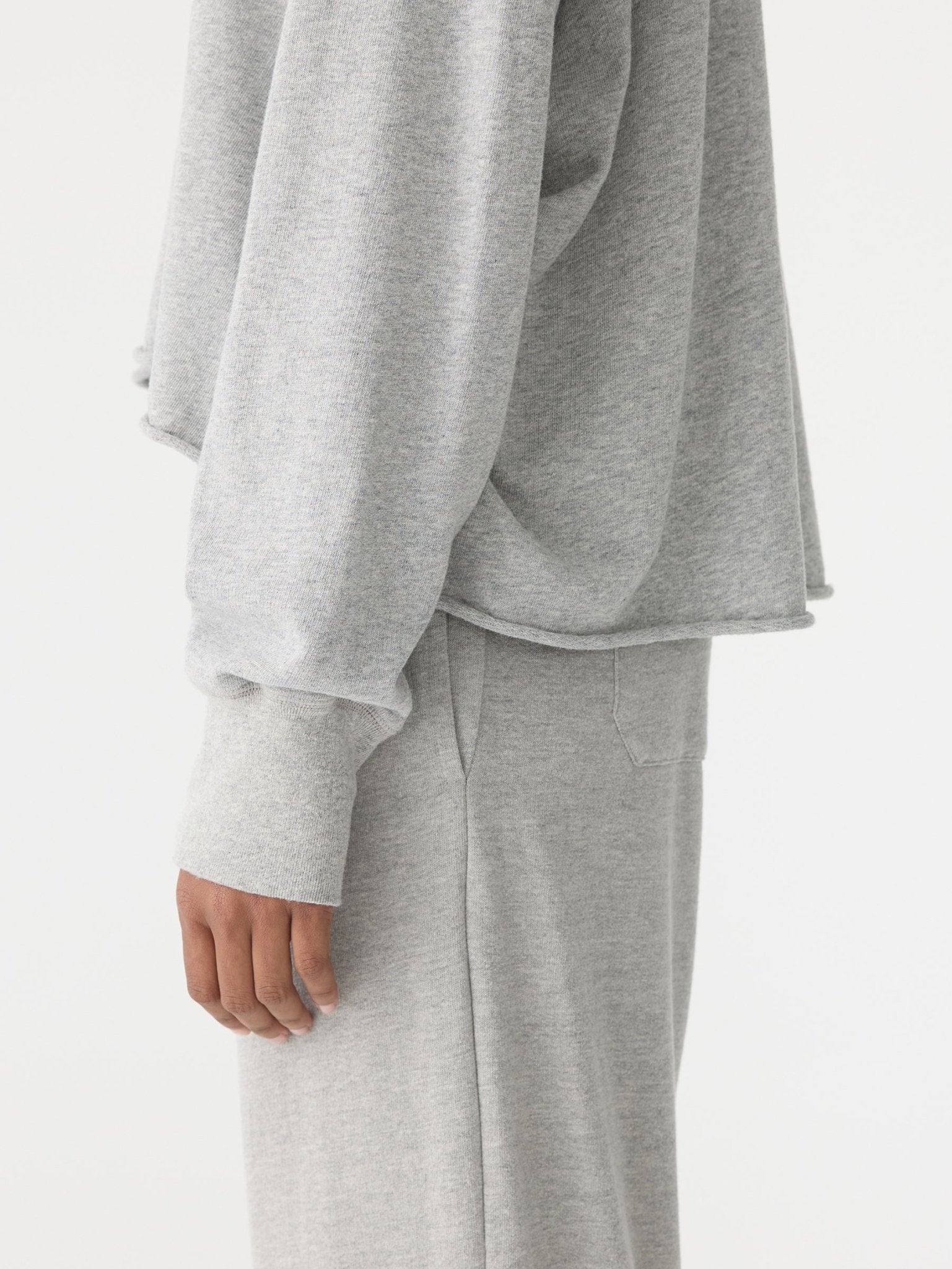 bassike | Drapey Terry Raw Edge Sweat | Grey Marl | Palm Boutique