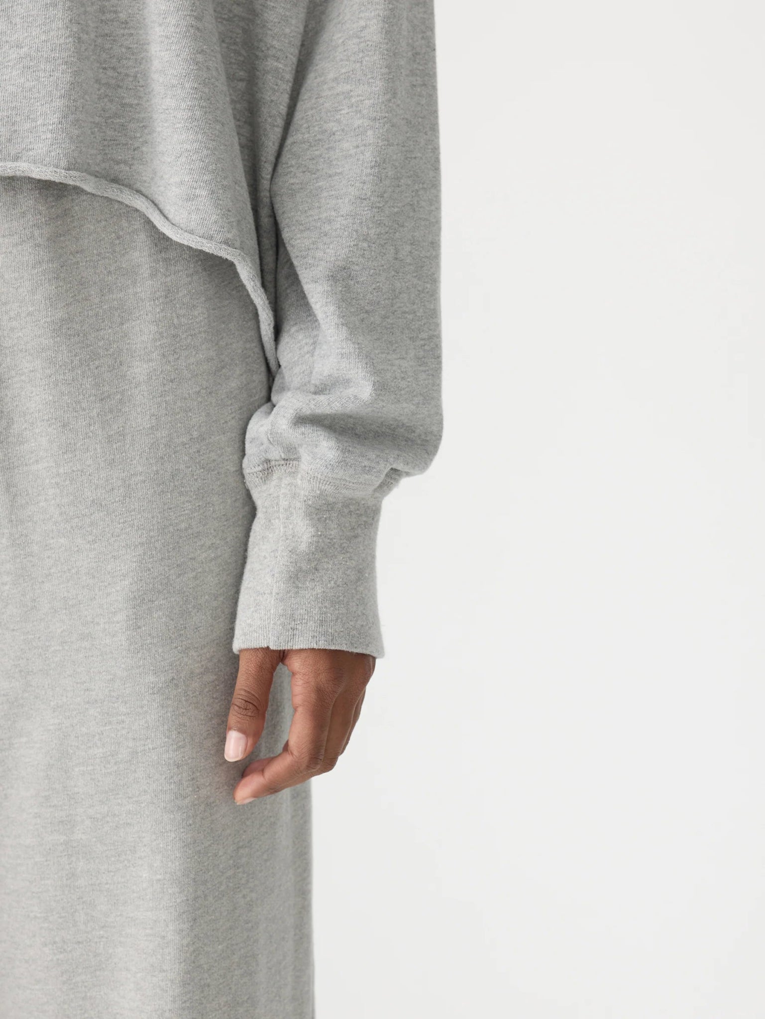 bassike | Drapey Terry Raw Edge Sweat | Grey Marl | Palm Boutique