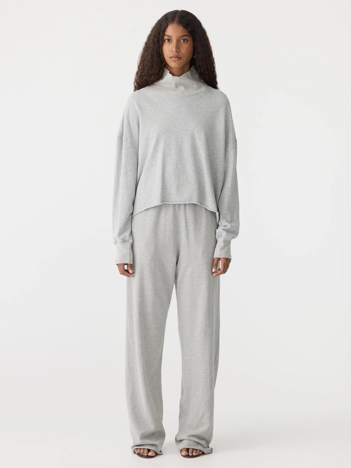 bassike | Drapey Terry Raw Edge Sweat | Grey Marl | Palm Boutique