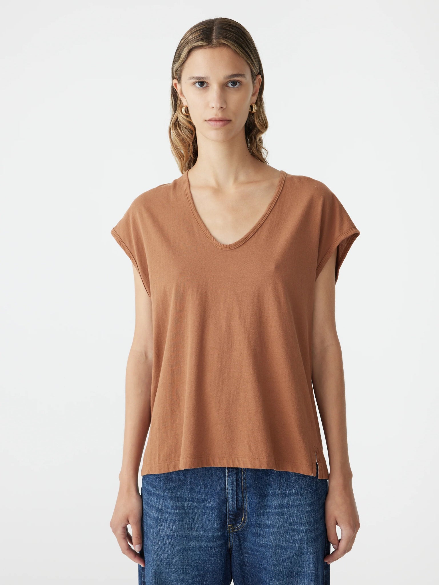 bassike | Fine Bind Scoop Neck Tank | Argan | Palm Boutique