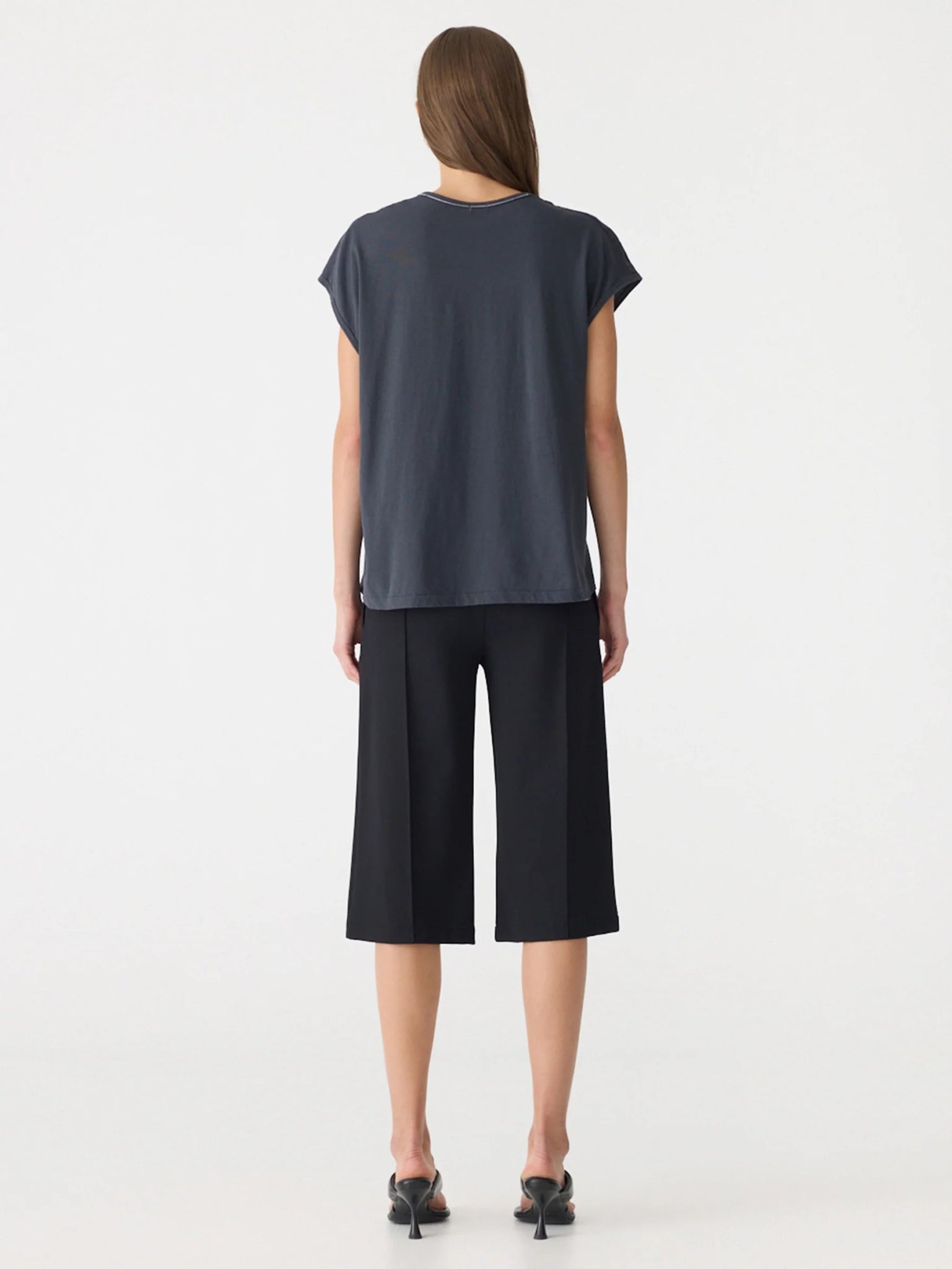 bassike | Fine Bind Scoop Neck Tank | Washed Navy | Palm Boutique