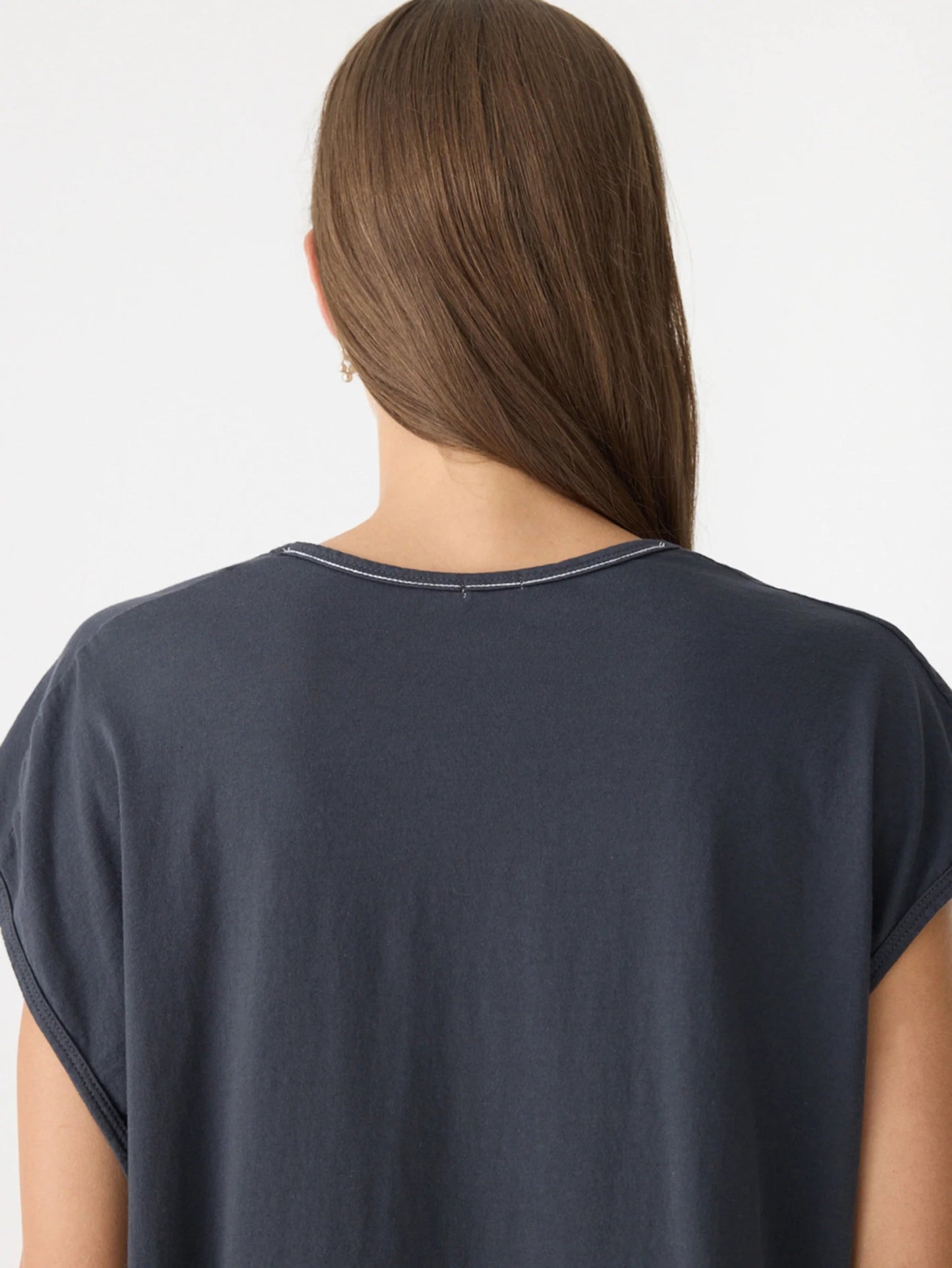 bassike | Fine Bind Scoop Neck Tank | Washed Navy | Palm Boutique