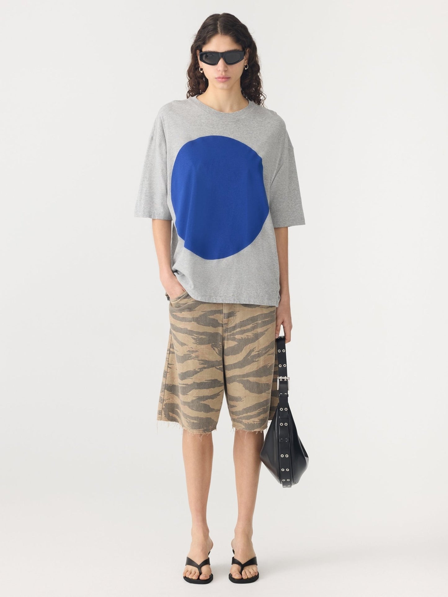 bassike | Grey Marl /Cob Slouch Dot Print T-shirt | Palm Boutique