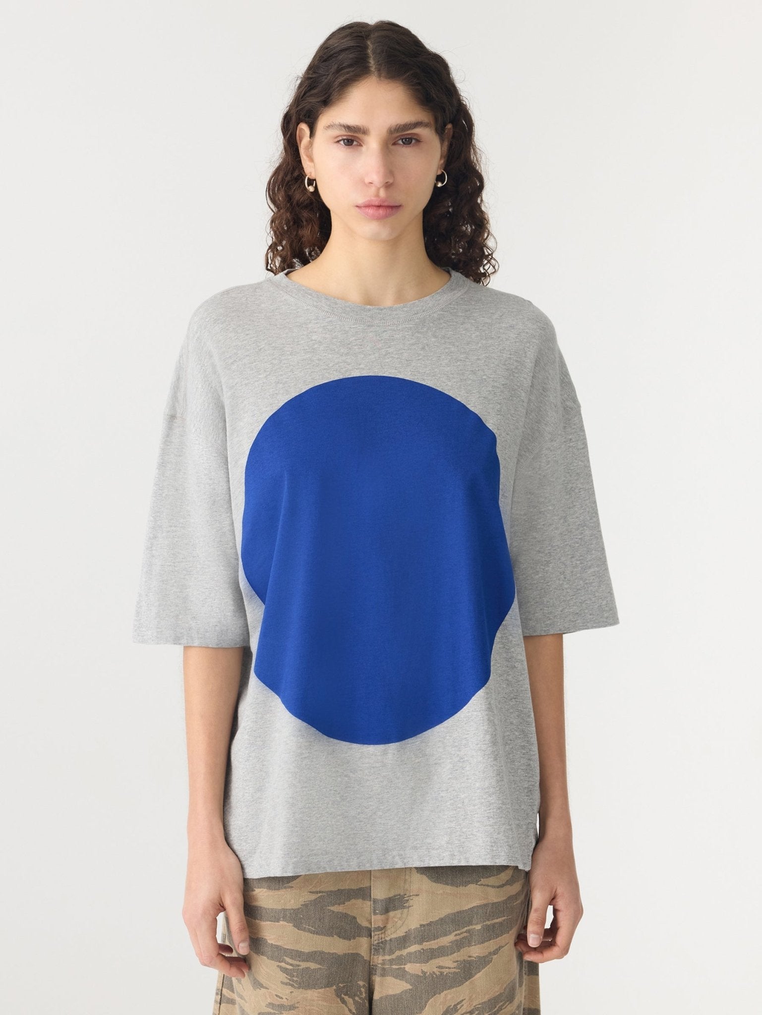 bassike | Grey Marl /Cob Slouch Dot Print T-shirt | Palm Boutique