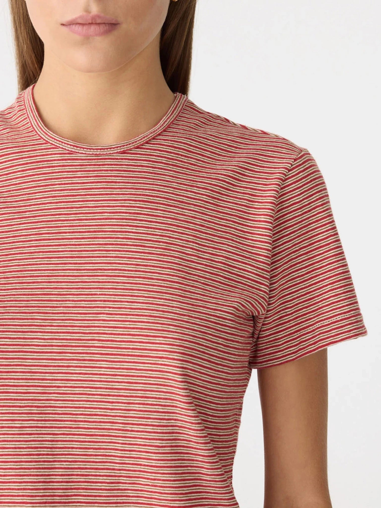 bassike | Heritage T-shirt | Red/Natural/Olive Stripe | Palm Boutique