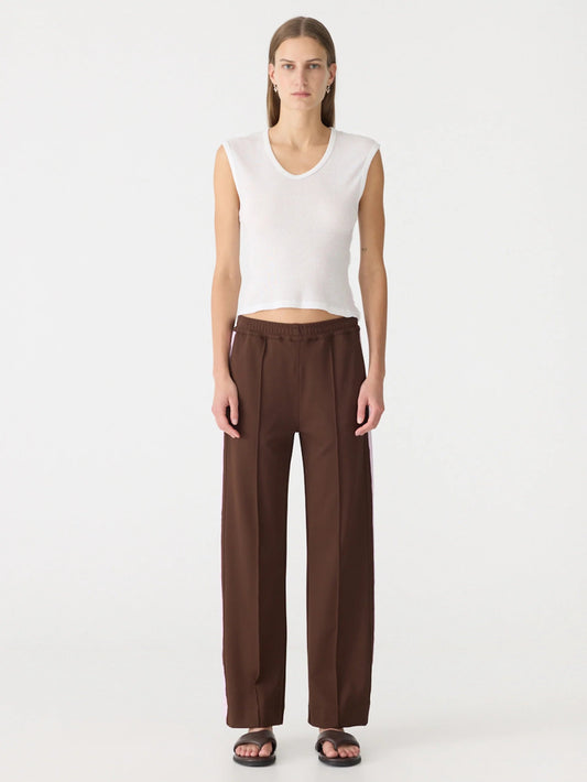 bassike | Pique Stripe Detail Pant | carob/pale pink | Palm Boutique