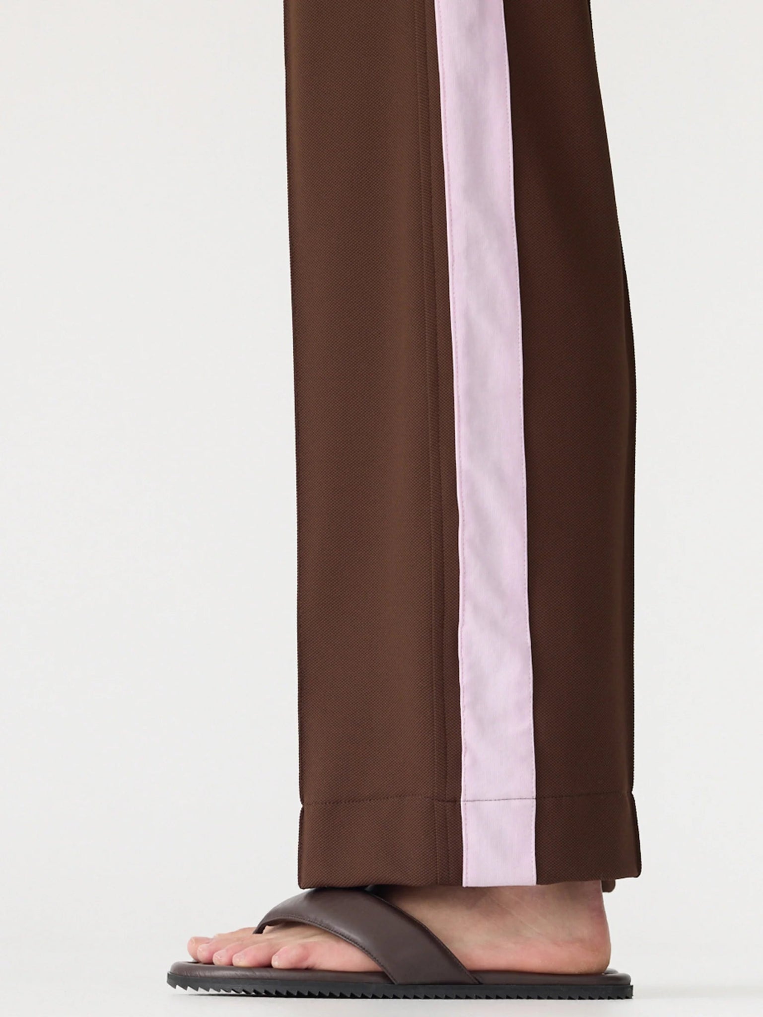 bassike | Pique Stripe Detail Pant | carob/pale pink | Palm Boutique