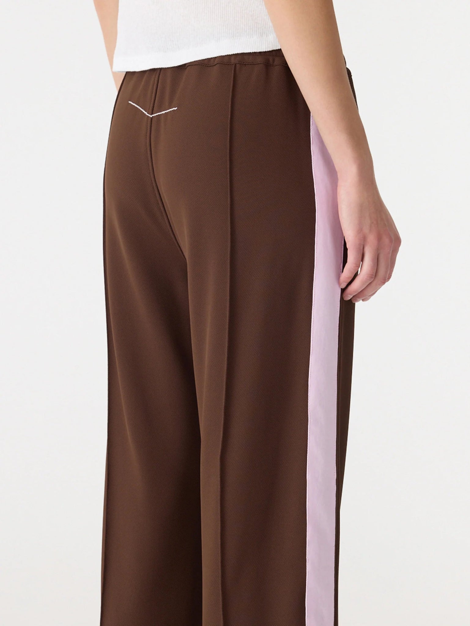 bassike | Pique Stripe Detail Pant | carob/pale pink | Palm Boutique
