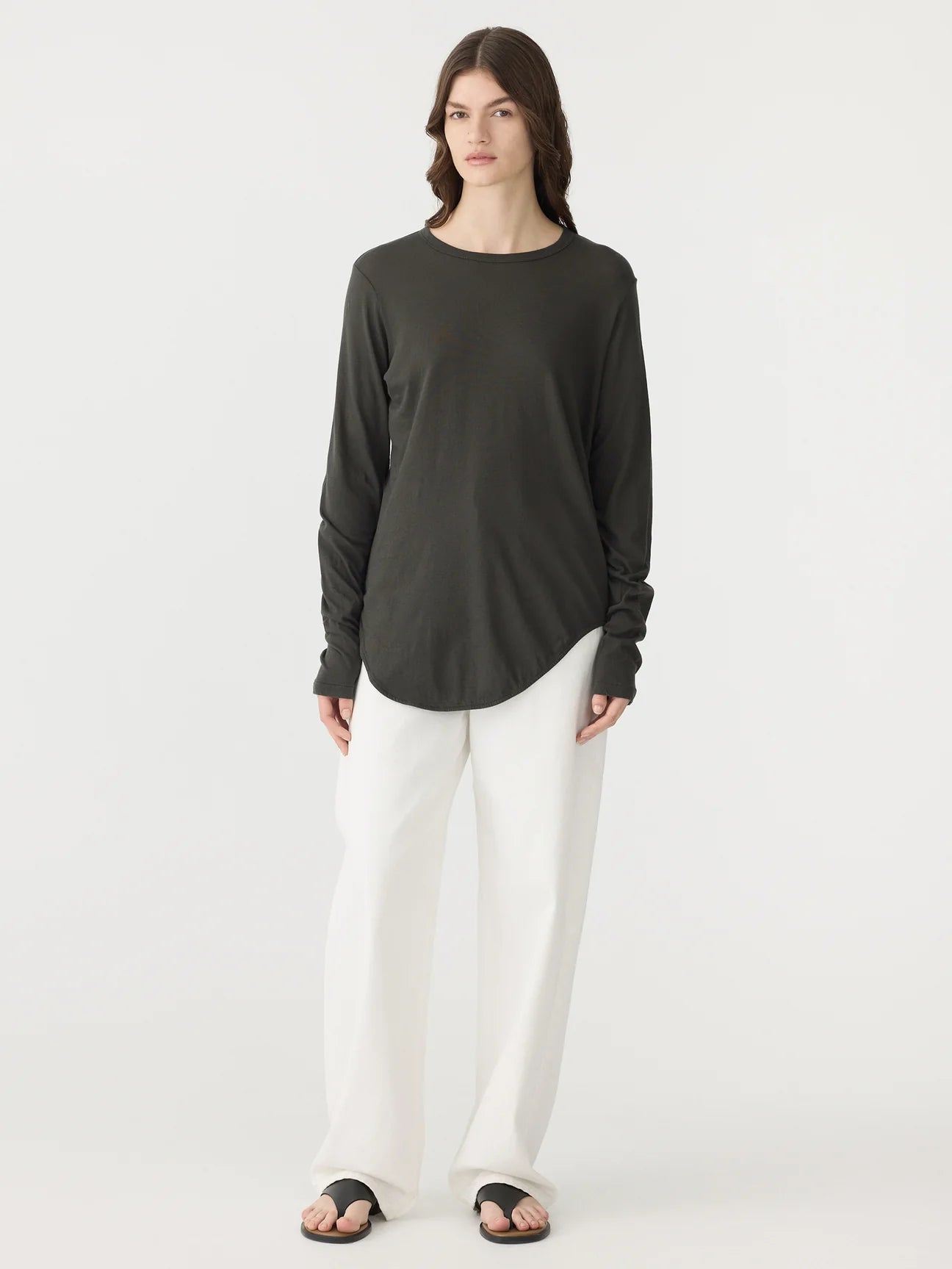 bassike | Regular Scoop Hem l/s t.shirt | Slate Grey | Palm Boutique