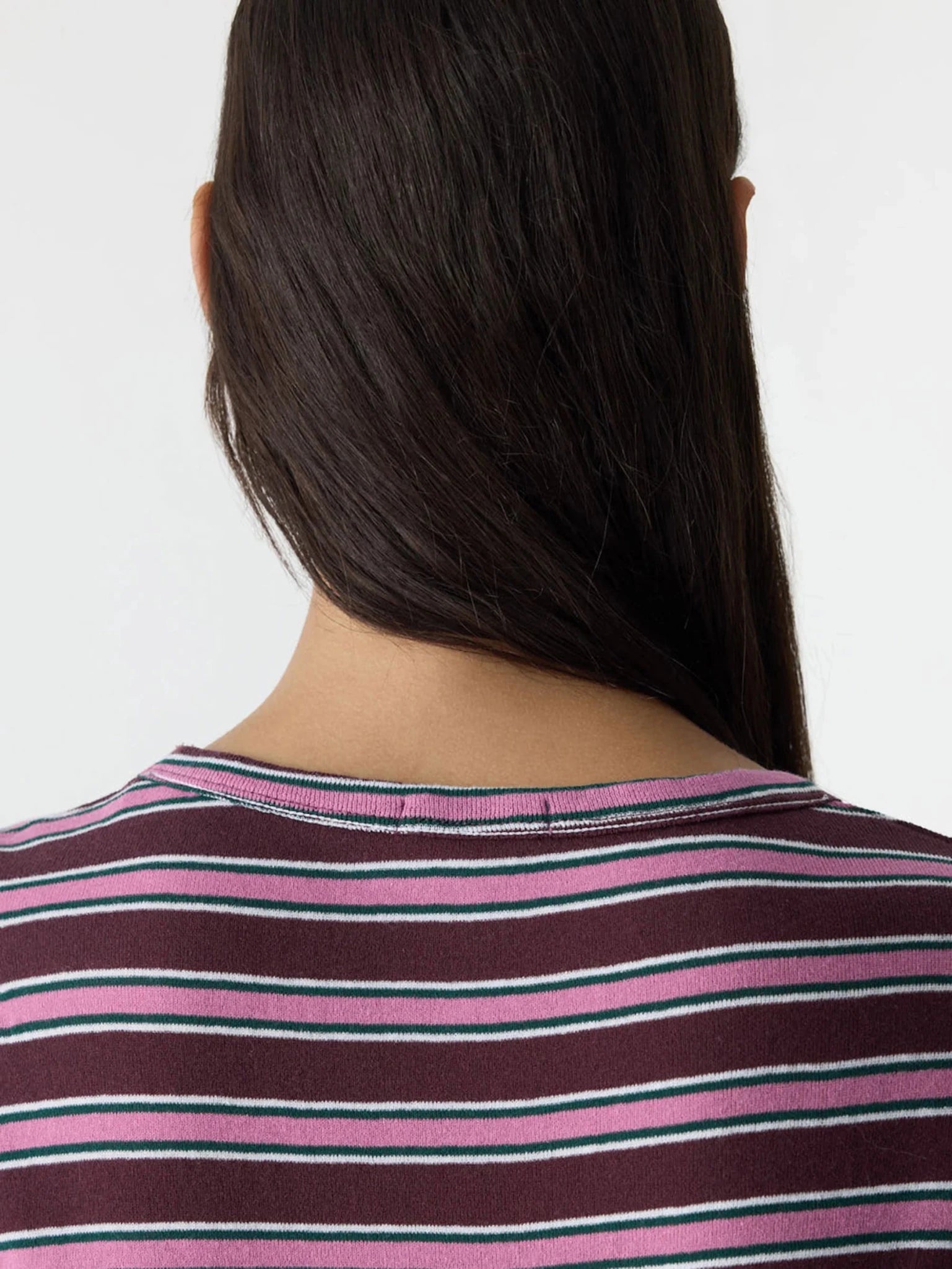 bassike | Retro Rib Stripe T-Shirt | Burg Wht Pink | Palm Boutique