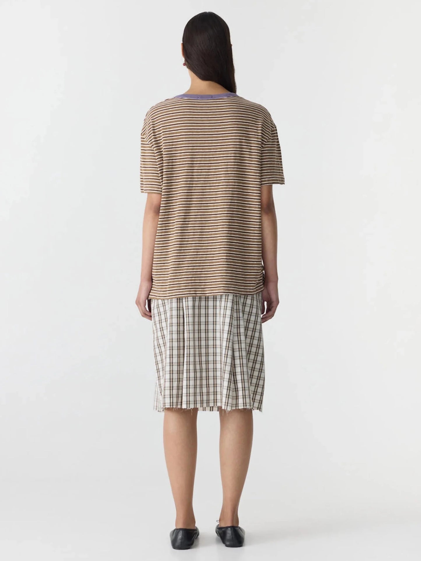 bassike | Retro Stripe Boyfriend T-Shirt | Brown Purple | Palm Boutique