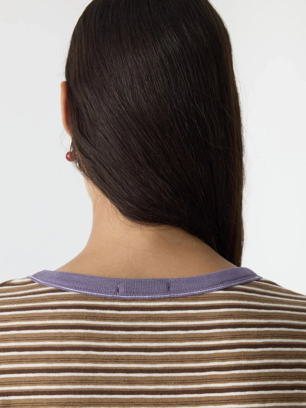 bassike | Retro Stripe Boyfriend T-Shirt | Brown Purple | Palm Boutique
