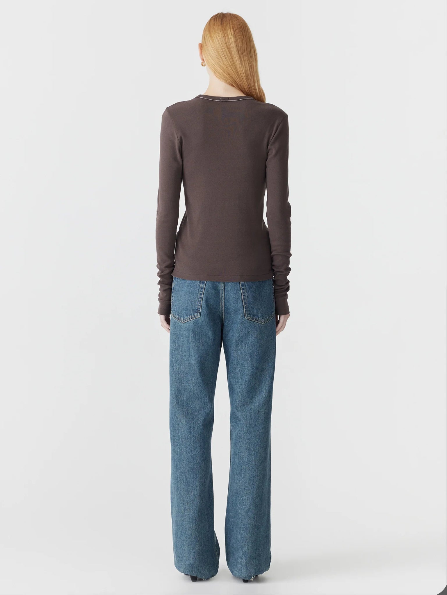 bassike | Slim Superfine Rib L/S T-shirt | Dark Plum | Palm Boutique