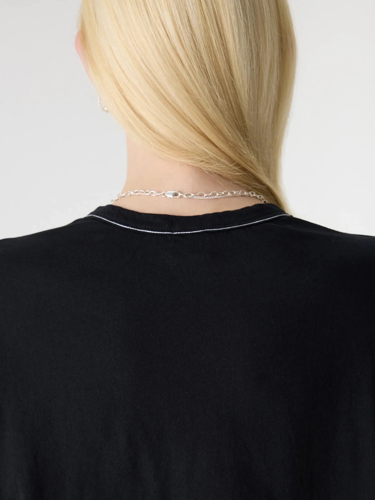 bassike | Slouch Turnback T-Shirt | Black White | Palm Boutique