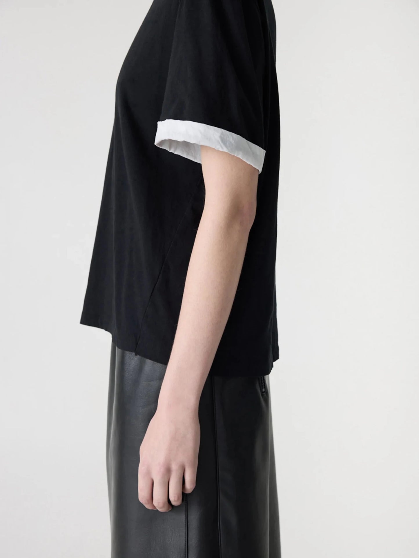 bassike | Slouch Turnback T-Shirt | Black White | Palm Boutique