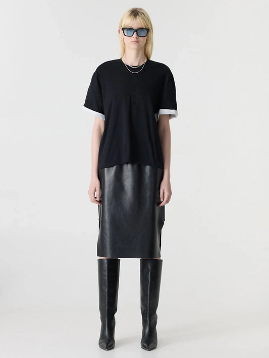 bassike | Slouch Turnback T-Shirt | Black White | Palm Boutique