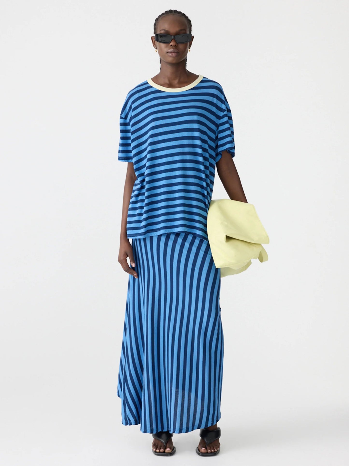 bassike | Stripe Boyfriend T-shirt | Light Blue/Navy | Palm Boutique