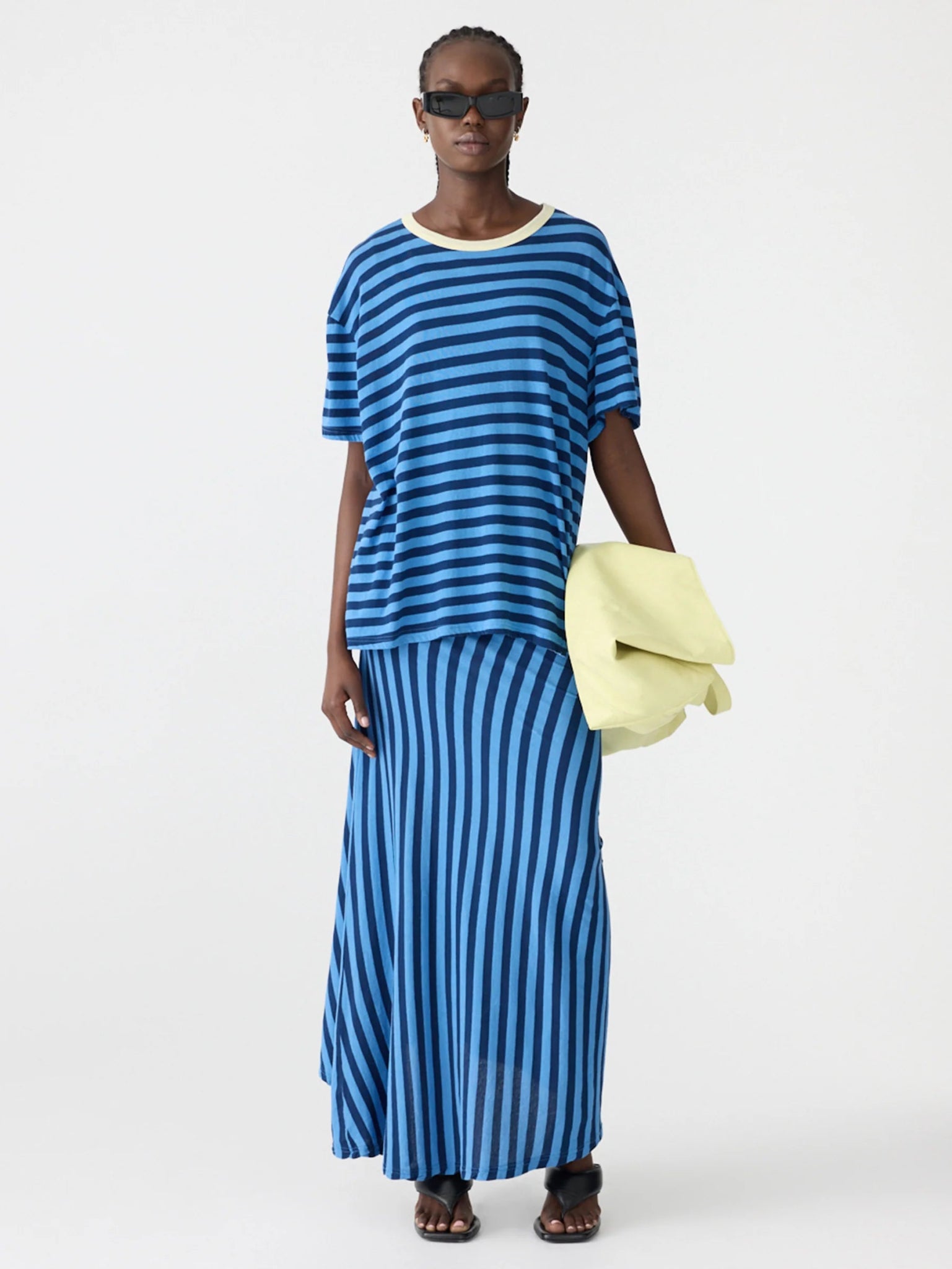 bassike | Stripe Boyfriend T-shirt | Light Blue/Navy | Palm Boutique